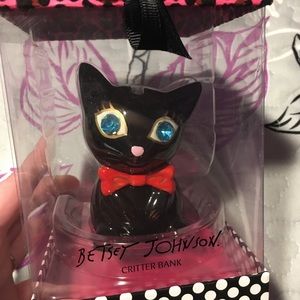 Betsey Johnson Black Cat Critter Bank in Box